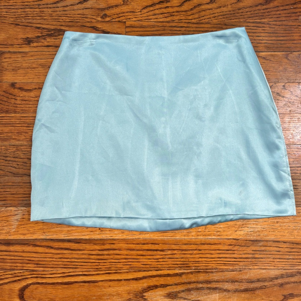 Danielle Guizio Blue / Turquoise Satin Mini Skirt